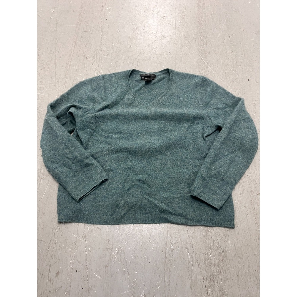 Tahari Pure Luxe Sweater Womens XL Teal 100% Cashmere V-Neck Long Sleeve Cozy